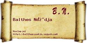 Balthes Nádja névjegykártya